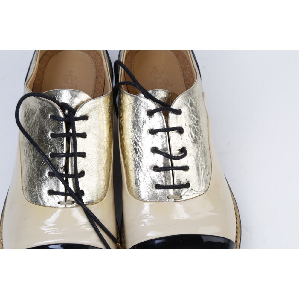 The Office OF Angela Scott Oxfords 38.5 Mr Colin Patent Nude Metallic Leather - Picture 10 of 16